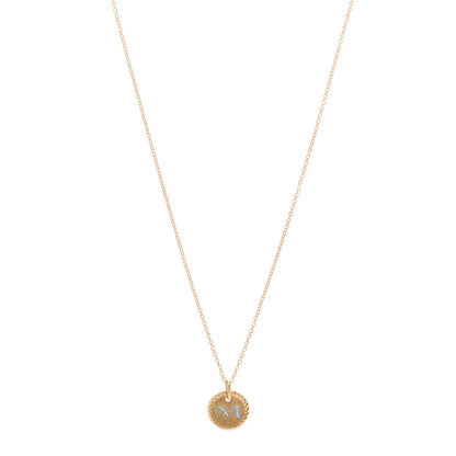 David Yurman 18K Yellow Gold Diamond Initial M Charm Necklace 1 of 6
