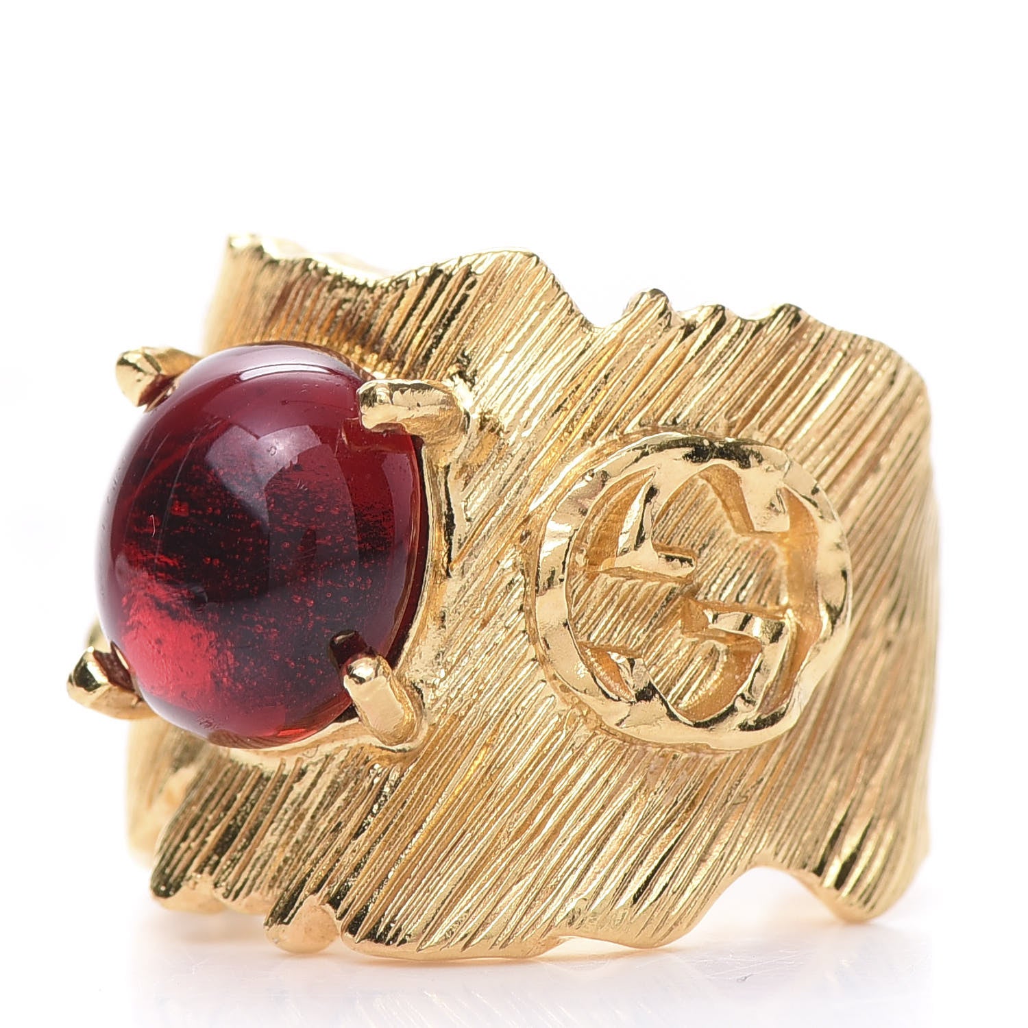 Gucci Metal Crystal GG Ring M Red 3 of 5