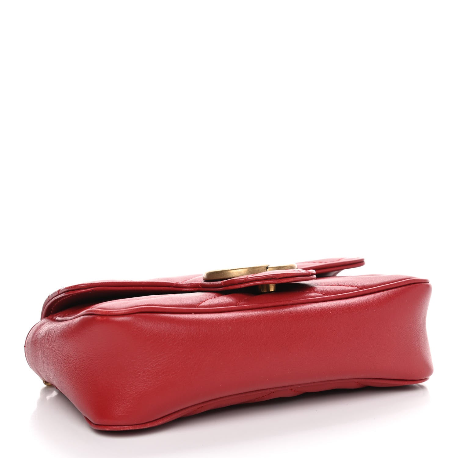 Gucci Calfskin Matelasse Super Mini GG Marmont Shoulder Bag Hibiscus Red 3 of 4