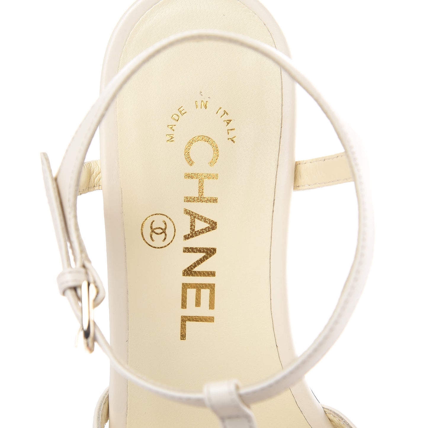 Calfskin Camellia Thong Sandals 36 Light Beige