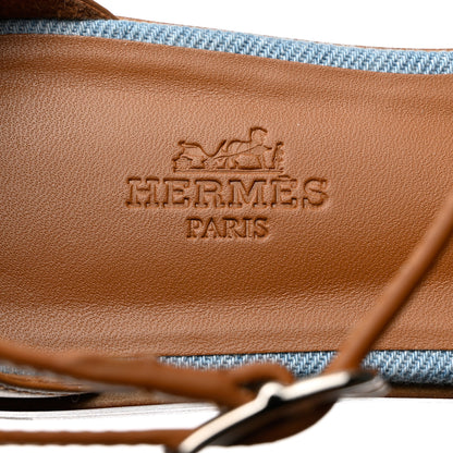Hermes Denim Santorini Sandals 38 Bleu Clair 7 of 9