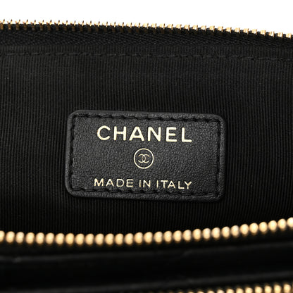 Chanel Shiny Lambskin Quilted Medium Double Case With Strap Black 7 of 11