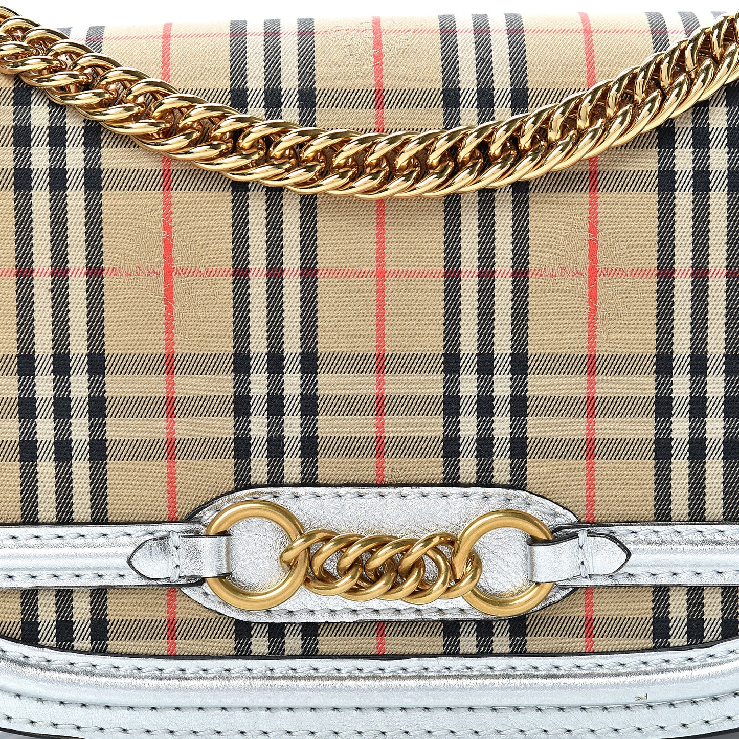 Smooth Calfskin 1983 Knight Check Link Shoulder Bag Silver