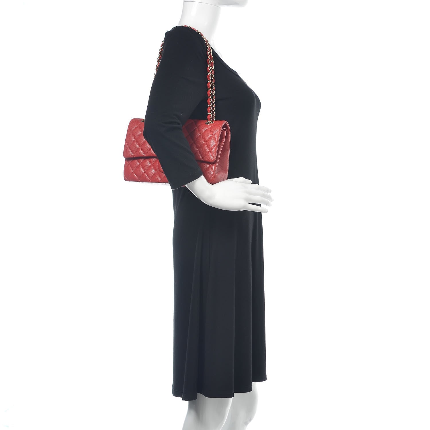 Chanel Caviar Quilted Medium Double Flap Red 2 of 11