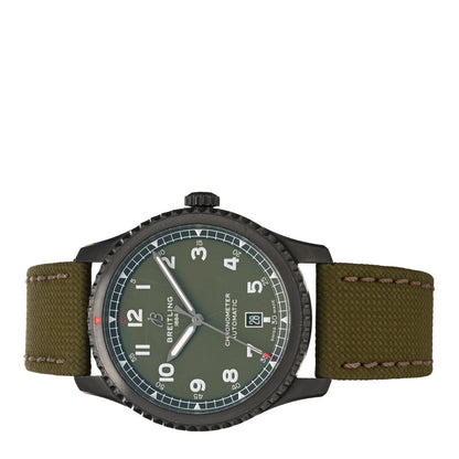 Breitling PVD Stainless Steel Fabric 41mm Aviator 8 "Curtiss Warhawk" Automatic Watch Green M17315 2 of 5