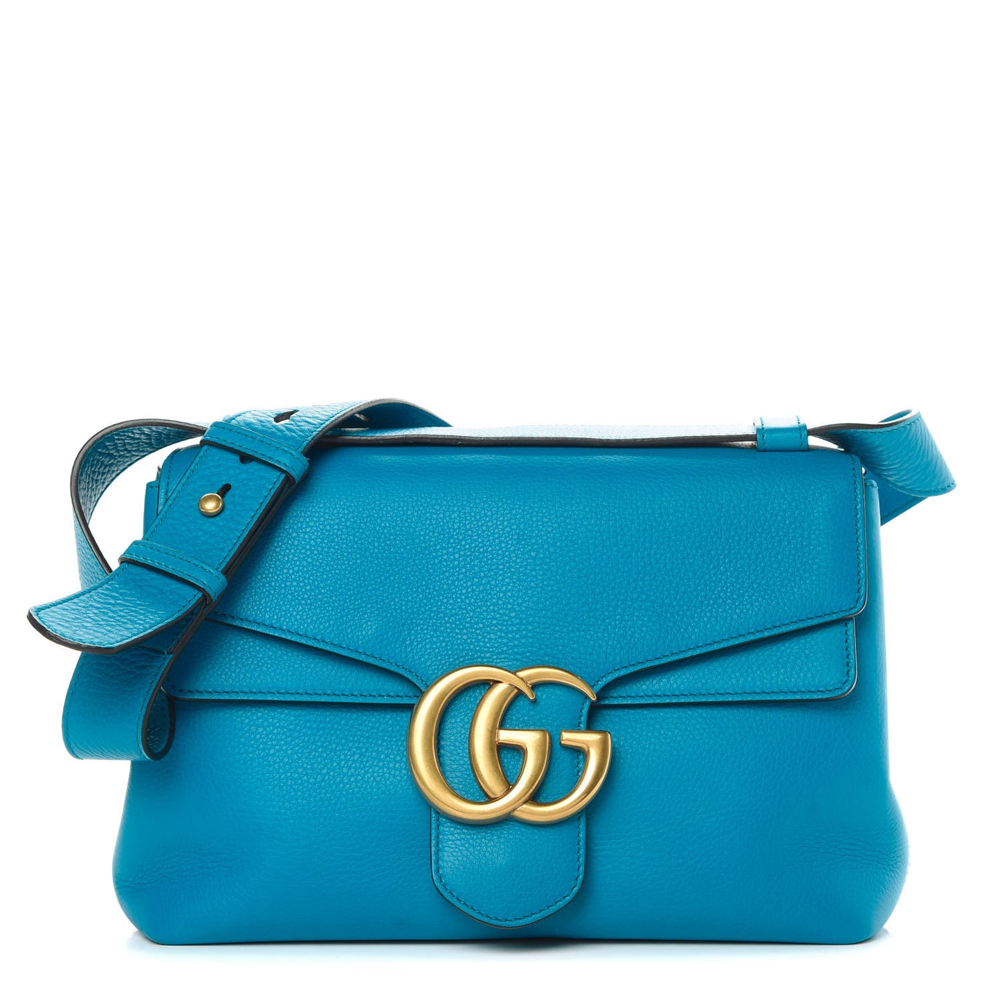 Calfskin GG Marmont Shoulder Bag Turquoise