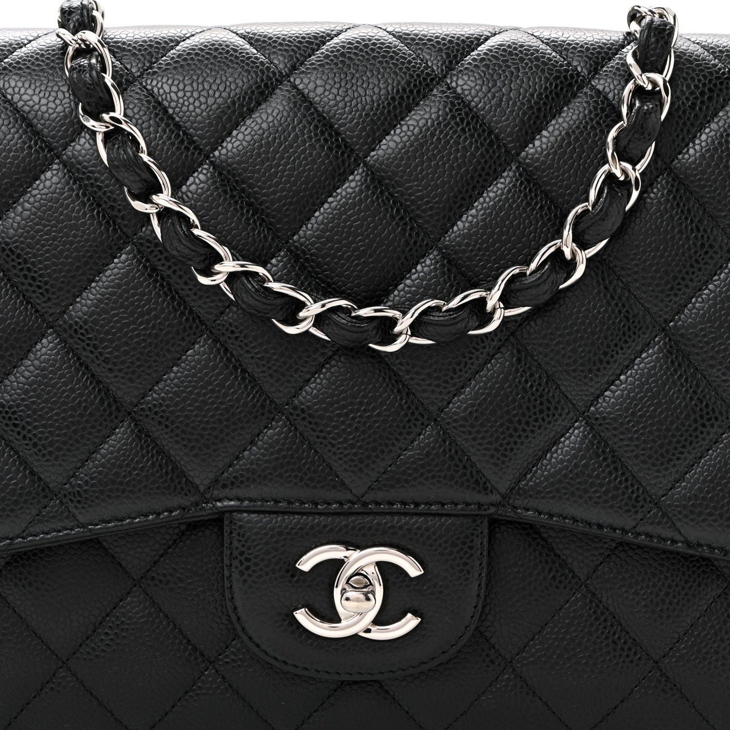 Chanel Caviar Quilted Jumbo Single Flap Black 8 of 10