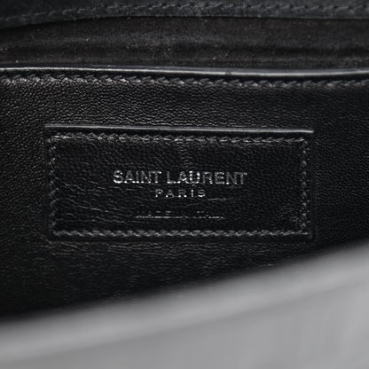 Saint Laurent Calfskin Crocodile Embossed Small Classic Monogram Kate Tassel Satchel Black 6 of 11