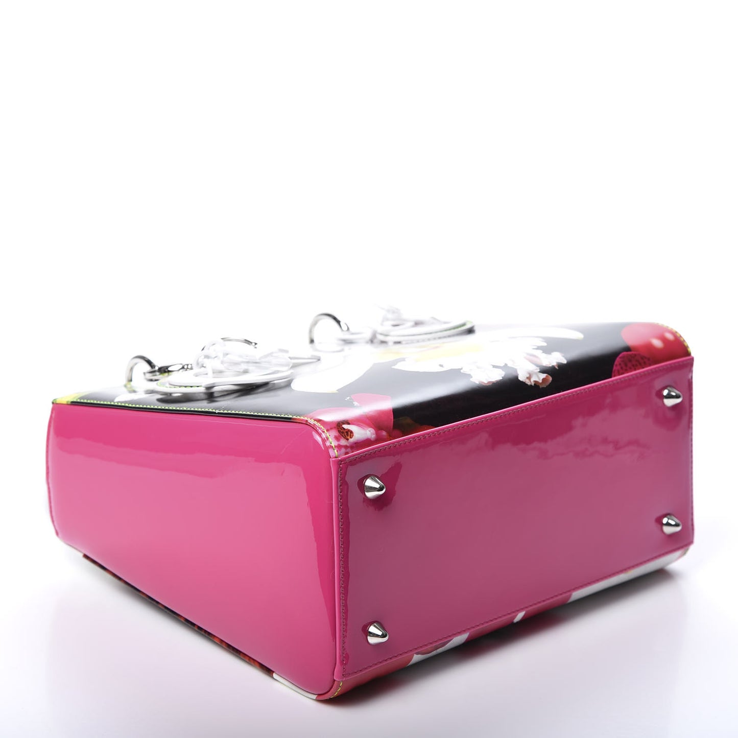X MARC QUINN Glazed Patent Calfskin Art Medium Lady Dior Pink Multicolor