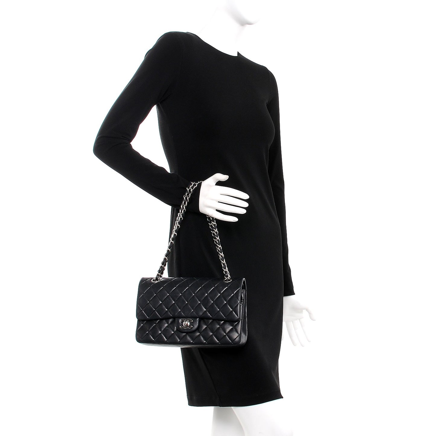 Lambskin Quilted Small Double Flap Black