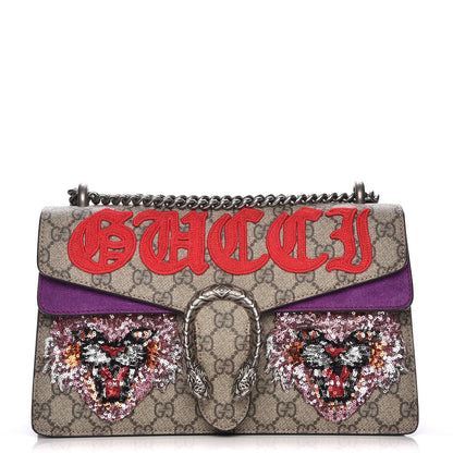 Gucci GG Supreme Monogram Embroidered Small Dionysus Shoulder Bag Purple 1 of 8