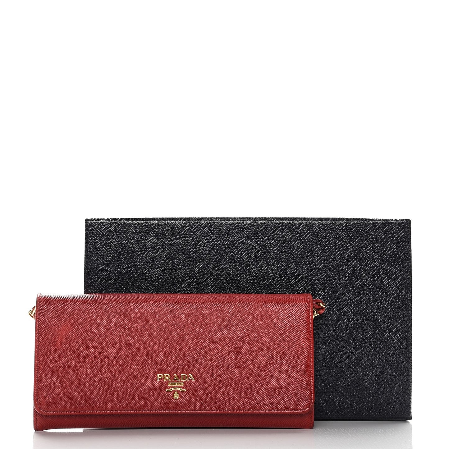 Saffiano Metal Oro Chain Wallet Fuoco