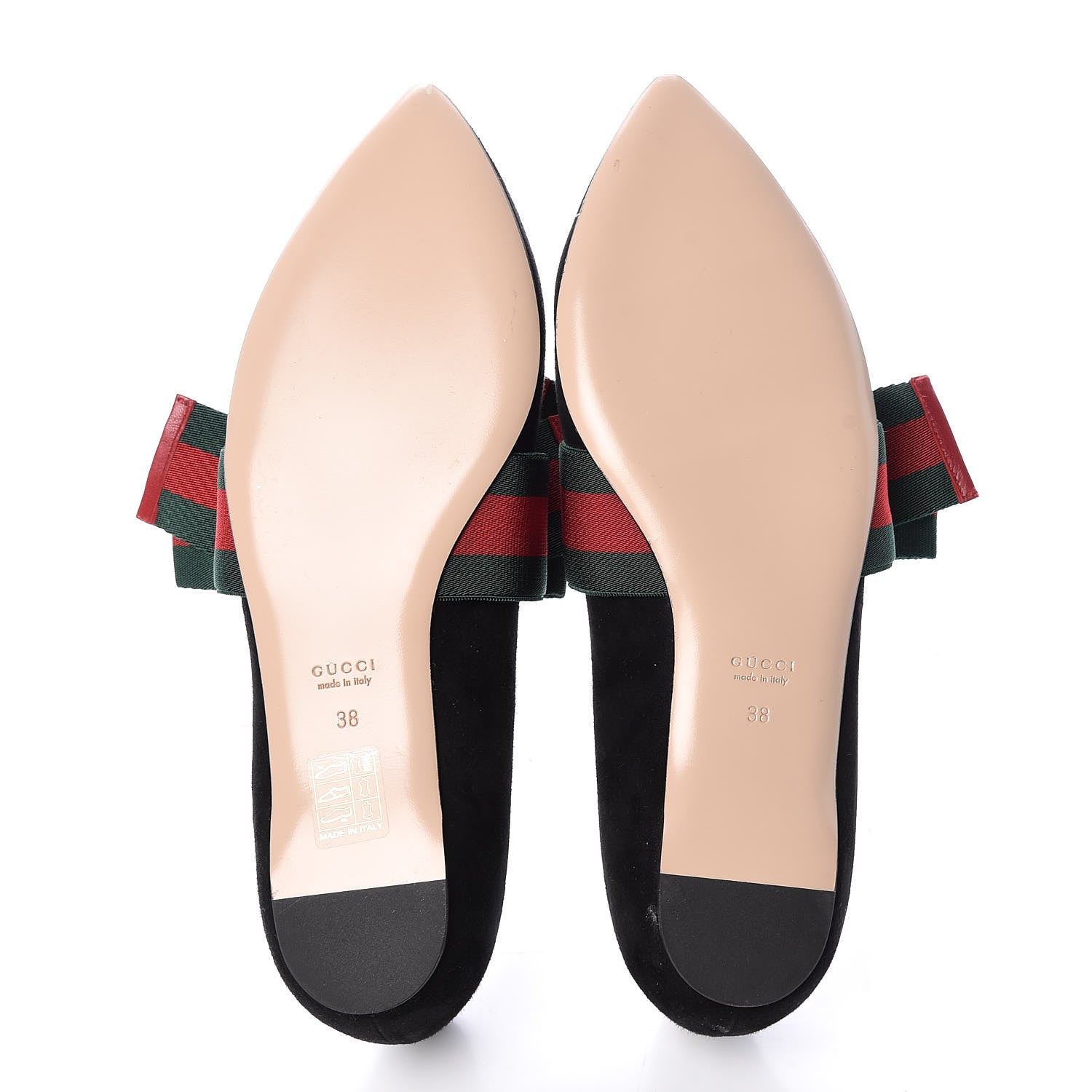 Gucci Suede Web Bow Point Toe Ballerina Flats 38 Black 5 of 8
