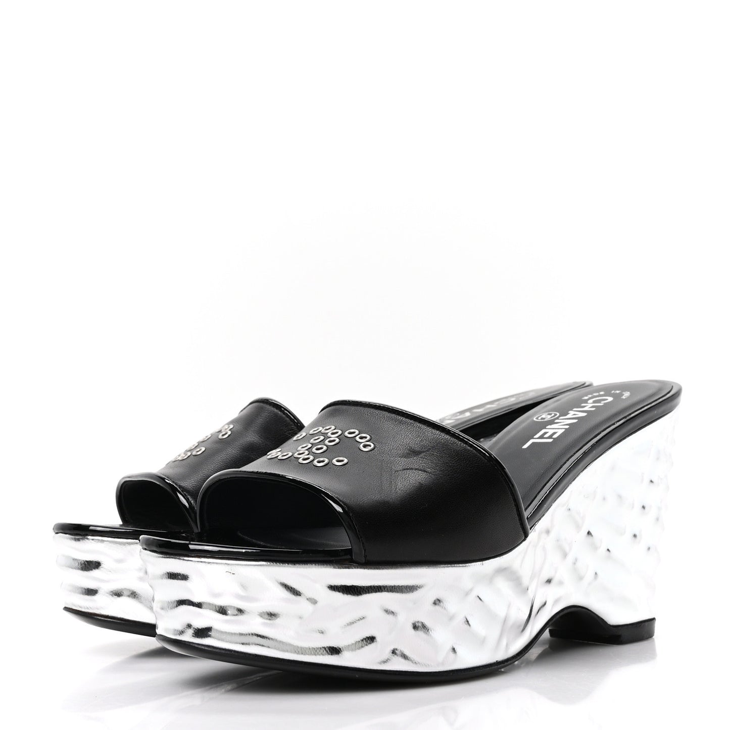 Lambskin Metallic Wedge 35.5 Black