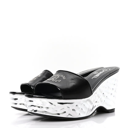 Chanel Lambskin Metallic Wedge 35.5 Black 4 of 9