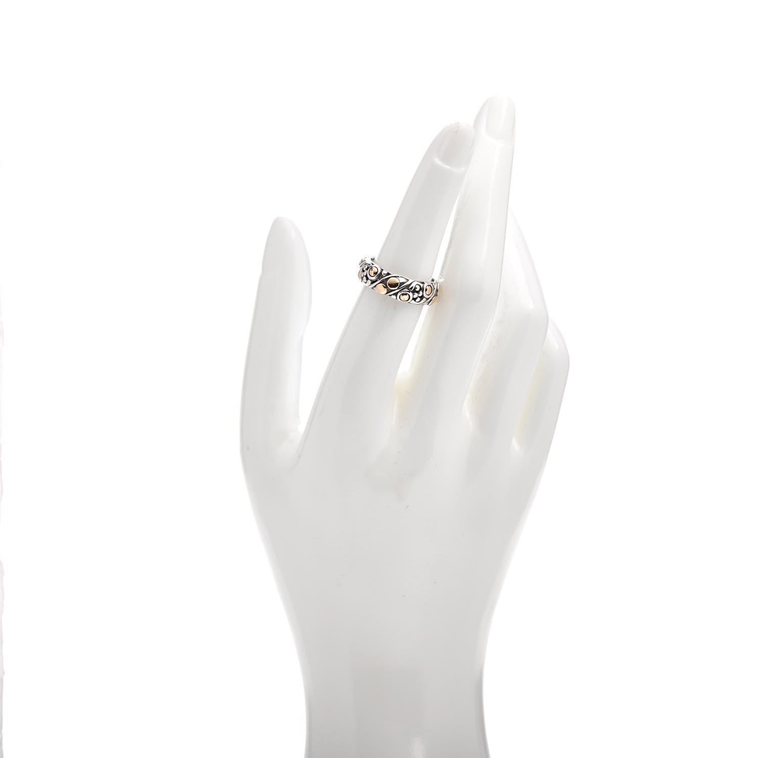 John Hardy Sterling Silver 18K Yellow Gold Jaisalmer Dot Band Ring 52 6 2 of 4