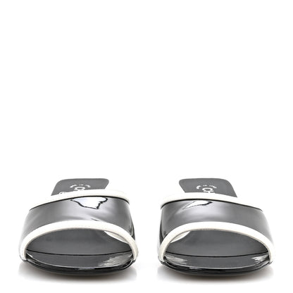Chanel Patent Calfskin Mules 39 Black White 3 of 9