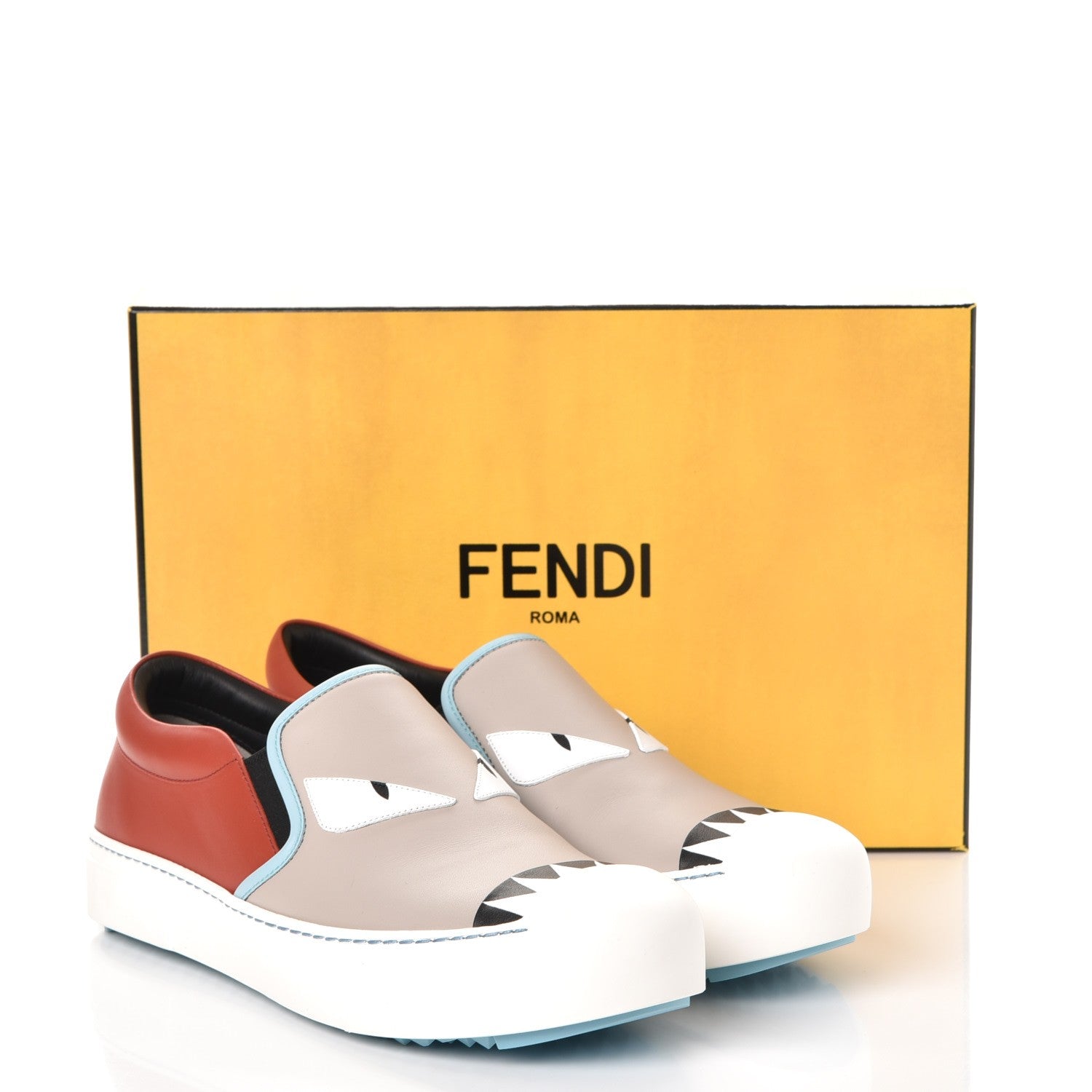 Fendi Vitello Elite Calfskin Monster Bug Slip On Sneakers 39 Multi 12 of 12