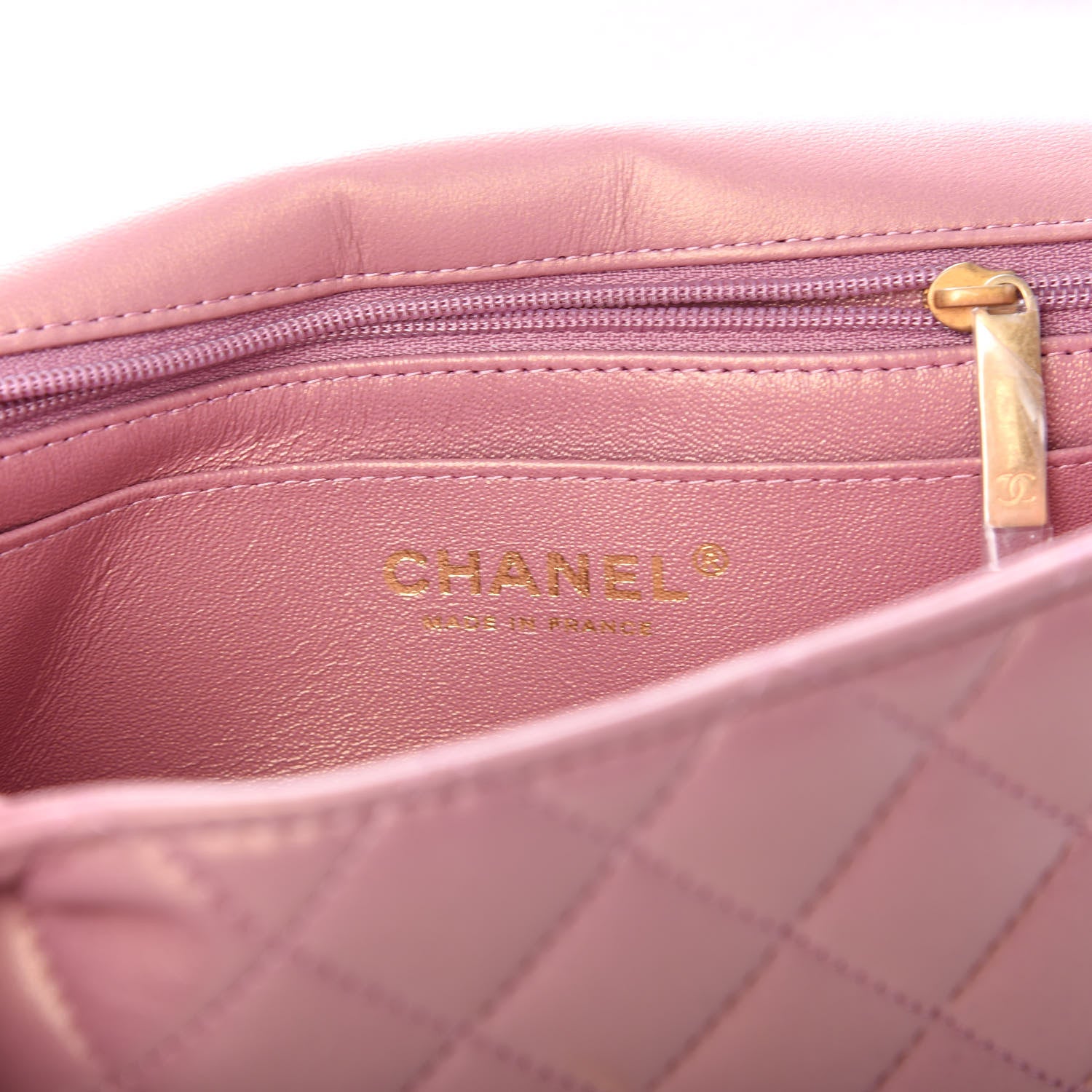 Chanel Iridescent Lambskin Quilted Mini Top Handle Rectangular Flap Pink 5 of 9