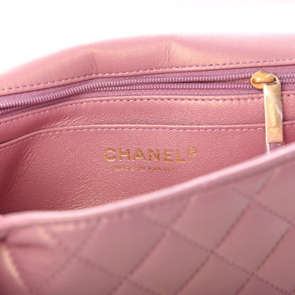 Chanel Iridescent Lambskin Quilted Mini Top Handle Rectangular Flap Pink 5 of 9