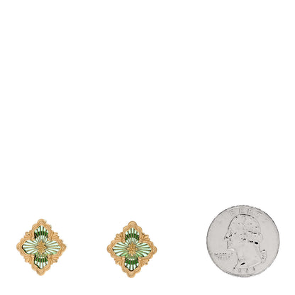 Buccellati 18K Yellow Gold Enamel Medium Opera Tulle Earrings Green 2 of 6