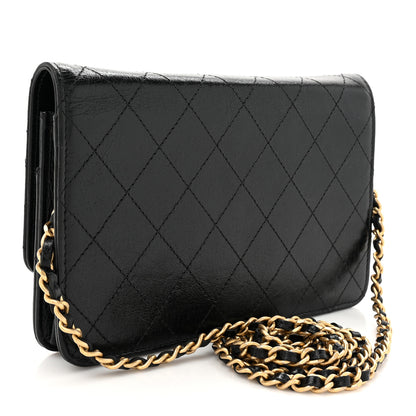 Chanel Goatskin Stitched Golden CC Wallet on Chain WOC Black 3 of 11