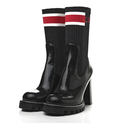 Louis Vuitton Patent Calfskin Star Trail Sock Ankle Boots 38 Black 3 of 6
