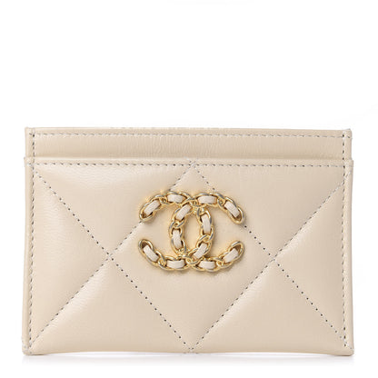 Chanel Goatskin Quilted 19 Card Holder Beige 1 of 11