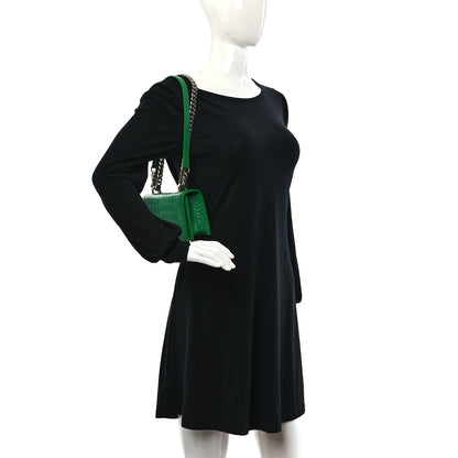 Alexander McQueen Calfskin Crocodile Embossed Knuckle Shoulder Bag Green 2 of 8