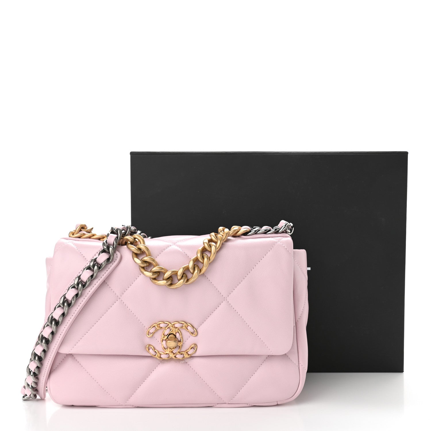 Chanel Lambskin Quilted Medium Chanel 19 Flap Light Pink 11 of 11