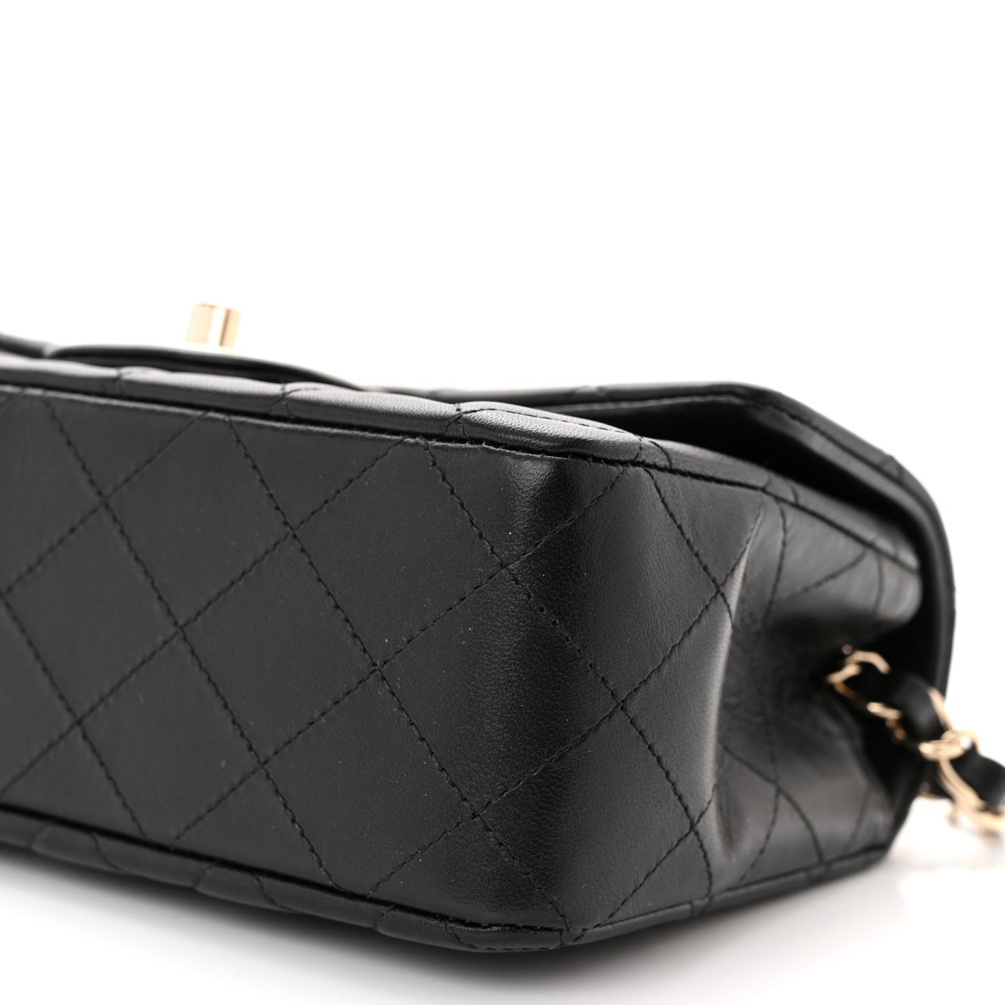 Lambskin Quilted Mini Rectangular Flap Black