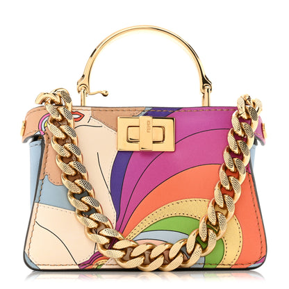 Fendi Nappa Rainbow Inlay Nano Peekaboo Maxi Handle Satchel Azzurro Baby Multicolor 1 of 12