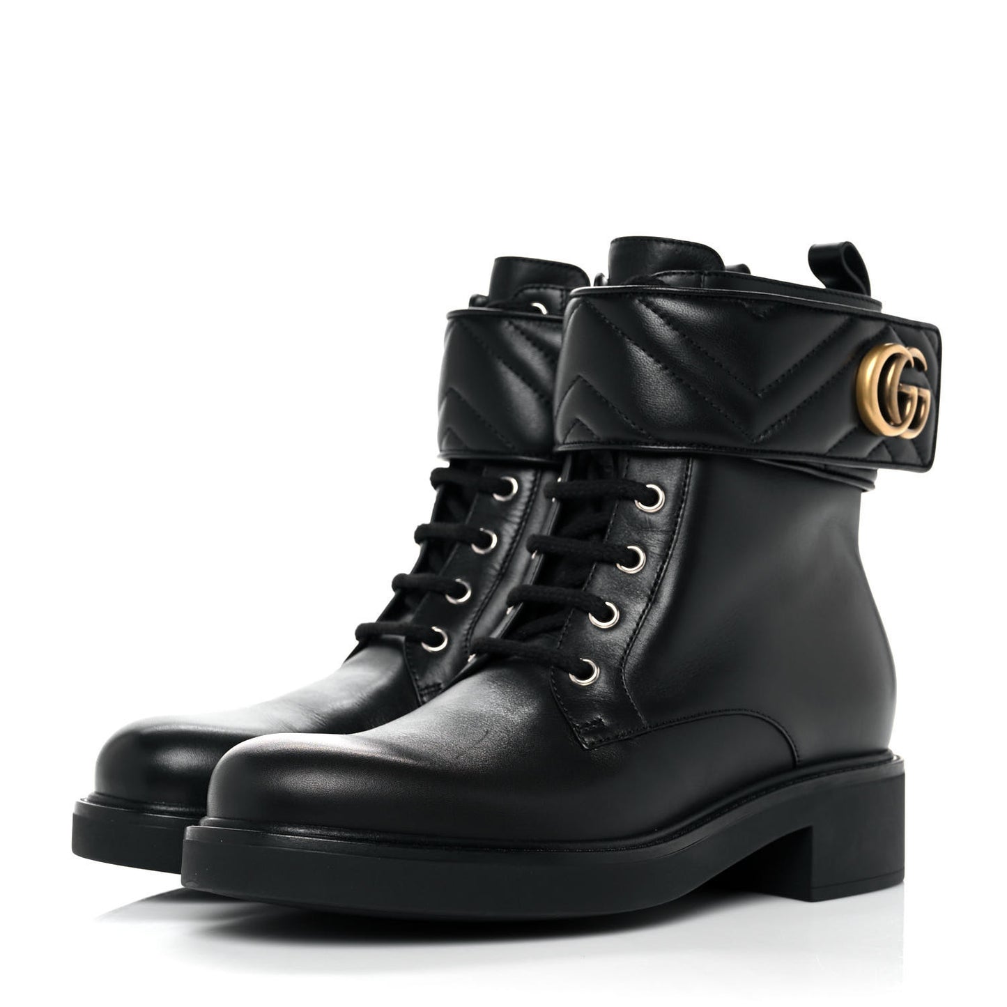 Flores Calfskin Nappa Matelasse GG 40mm Ankle Boots 38.5 Black