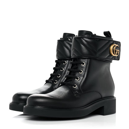Gucci Flores Calfskin Nappa Matelasse GG 40mm Ankle Boots 38.5 Black 3 of 8