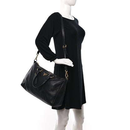Prada Vitello Daino Top Handle Zip Tote Black 2 of 9