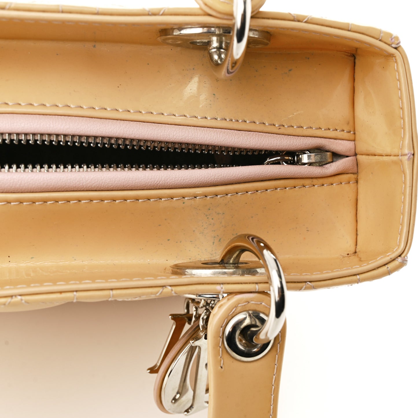 Patent Cannage Medium Lady Dior Beige