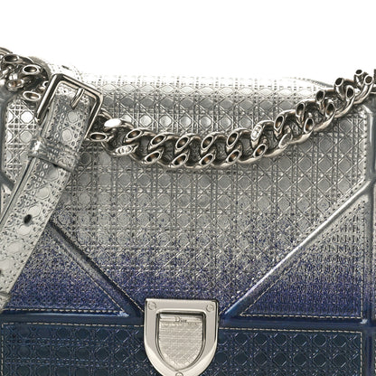 Christian Dior Metallic Patent Micro-Cannage Gradient Small Diorama Flap Bag Silver Blue 8 of 12