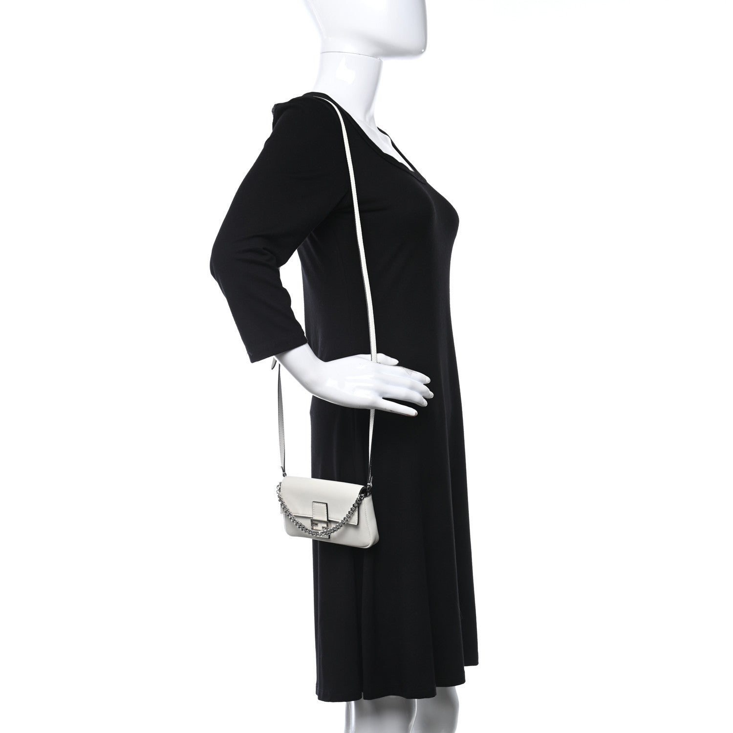 Fendi Shiny Nappa Micro Baguette White 2 of 9