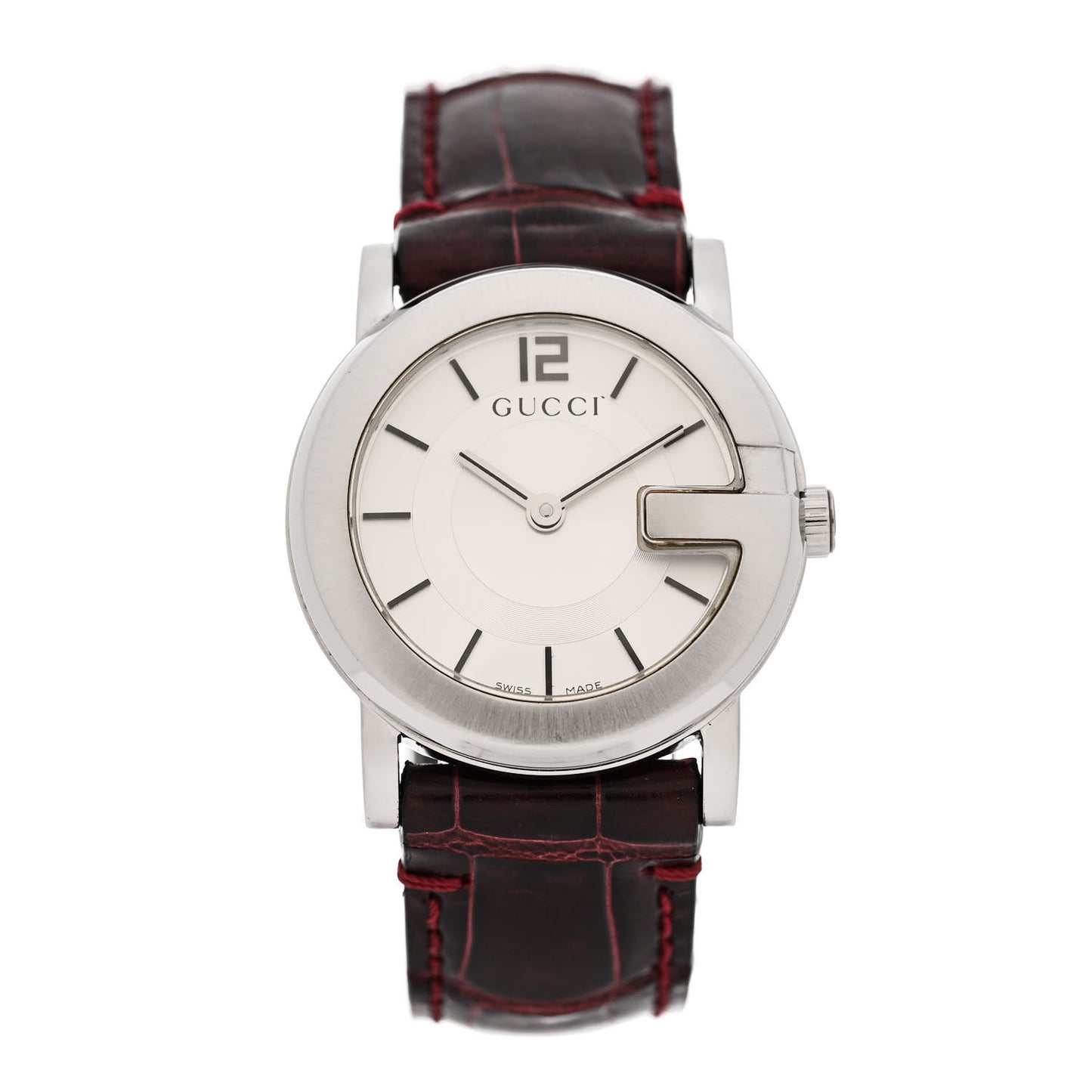 Stainless Steel Alligator 27mm 101L Quartz Watch Burgundy