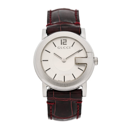 Gucci Stainless Steel Alligator 27mm 101L Quartz Watch Burgundy 1 of 6