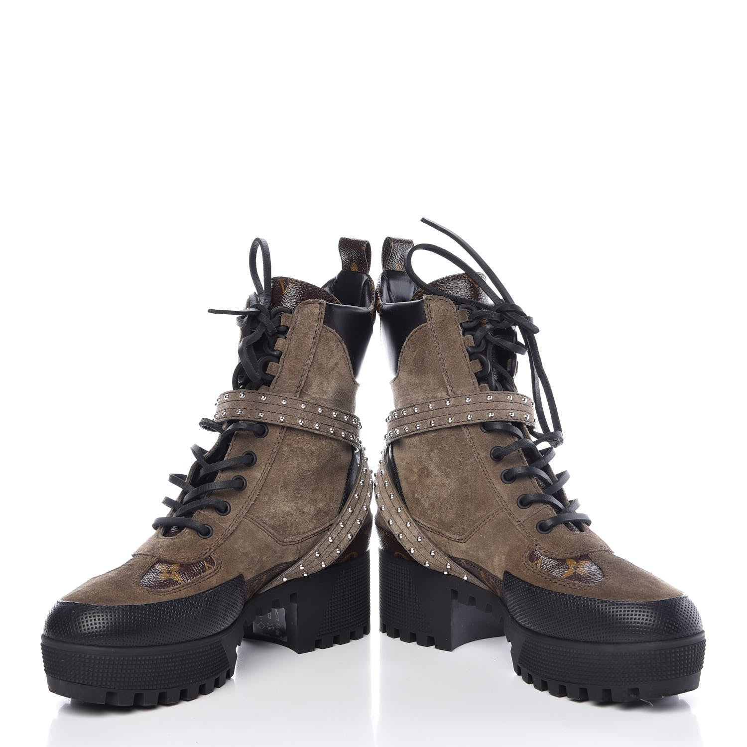 Louis Vuitton Suede Calfskin Monogram Laureate Platform Desert Boots 38 Kaki 5 of 13