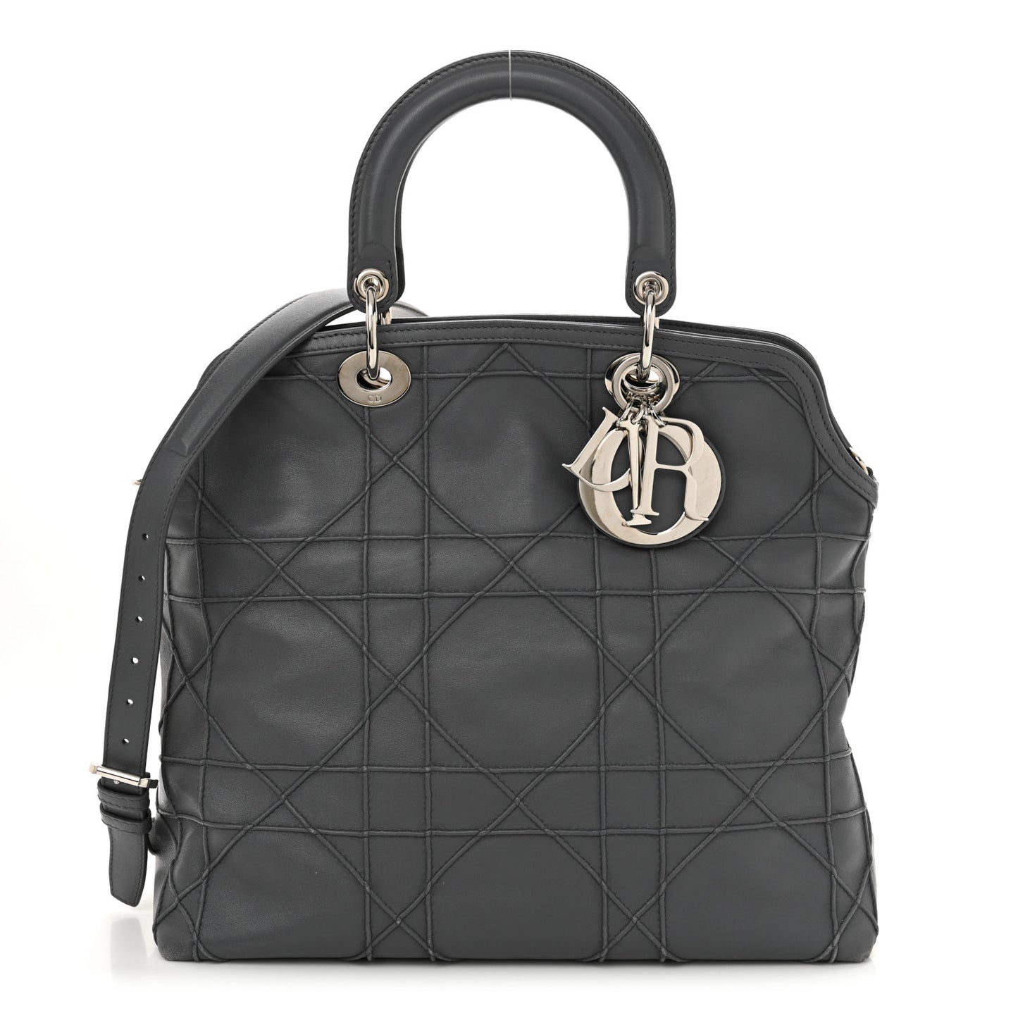 Lambskin Cannage Medium Granville Tote dARK Grey