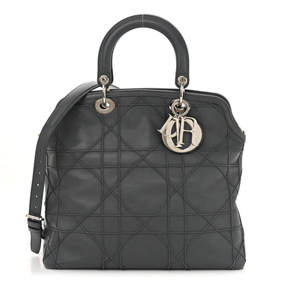 Christian Dior Lambskin Cannage Medium Granville Tote dARK Grey 1 of 14
