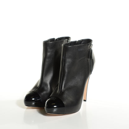 Chanel Lambskin CC Cap Toe Ankle Boots 40.5 Black 3 of 8
