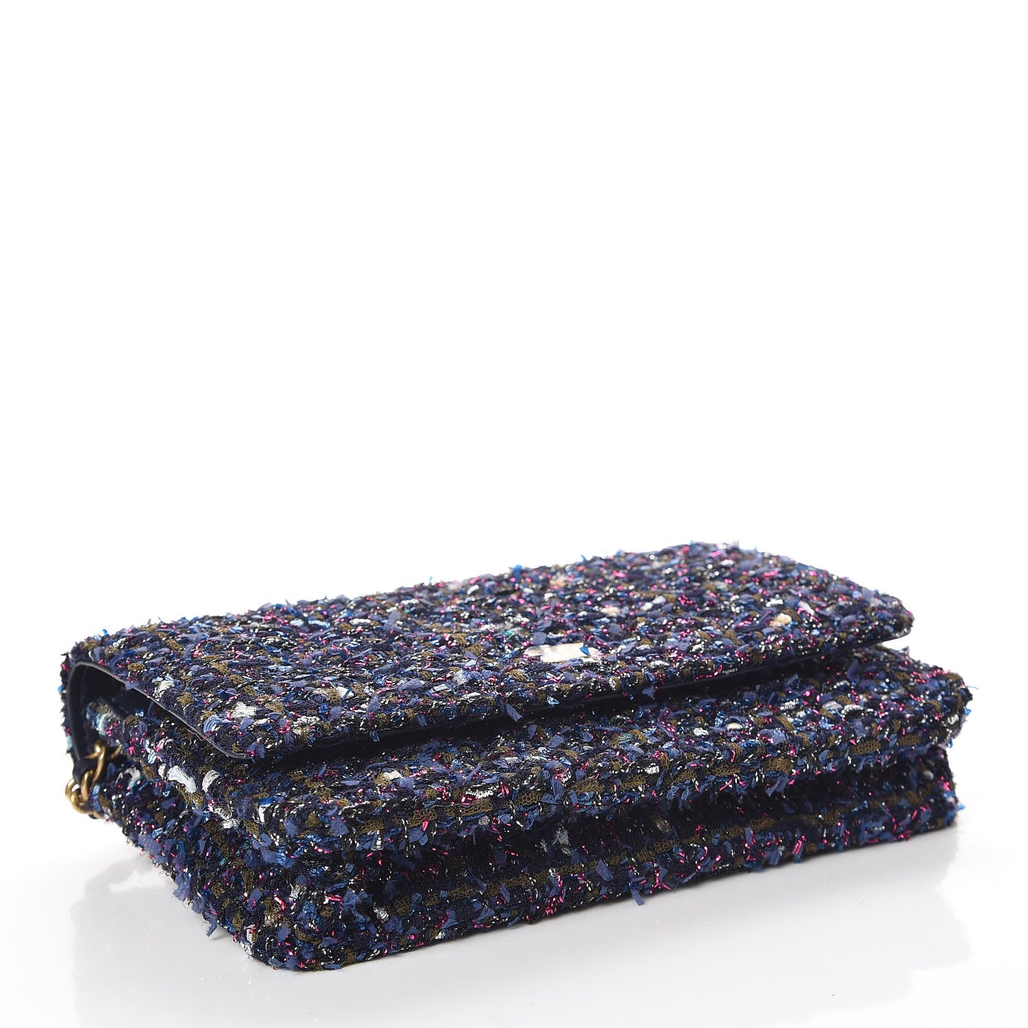 Chanel Tweed Charms Wallet On Chain WOC Blue Purple Khaki Pink 4 of 11