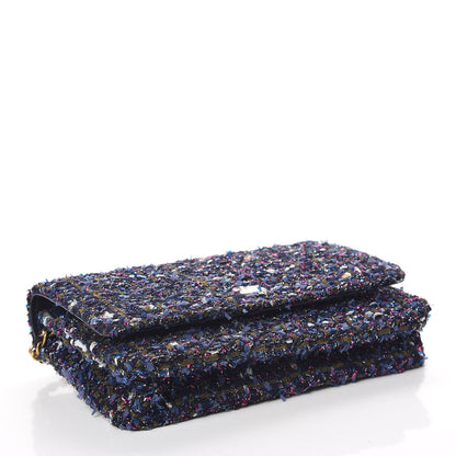 Chanel Tweed Charms Wallet On Chain WOC Blue Purple Khaki Pink 4 of 11