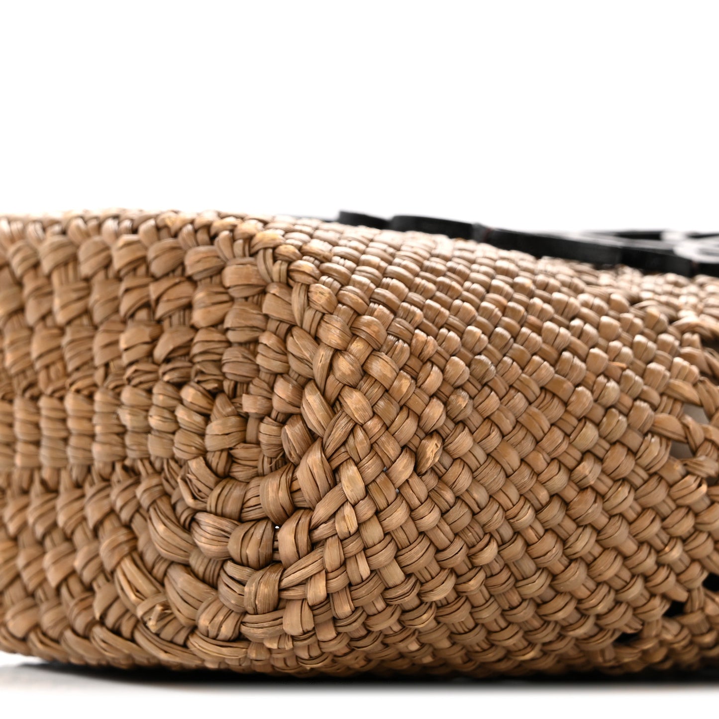 Iraca Palm Calfskin Anagram Square Pocket Bucket Bag Natural Brown