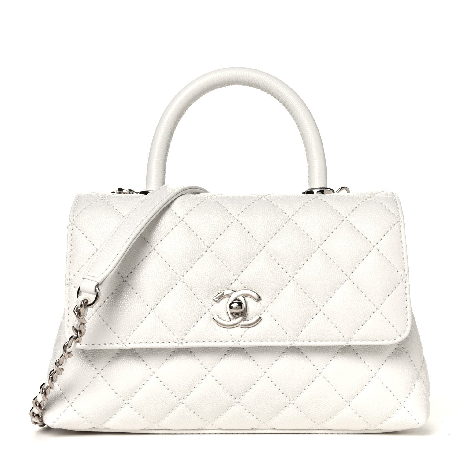 Chanel Caviar Quilted Mini Coco Handle Flap White 1 of 5