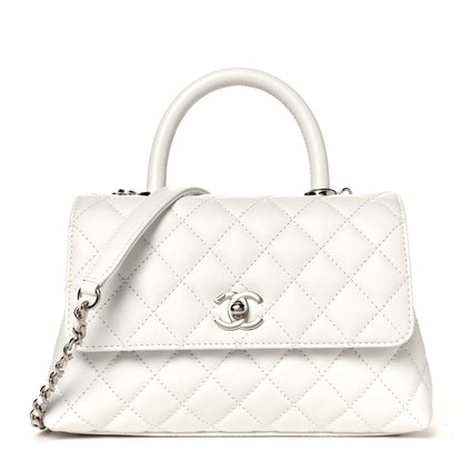 Chanel Caviar Quilted Mini Coco Handle Flap White 1 of 5