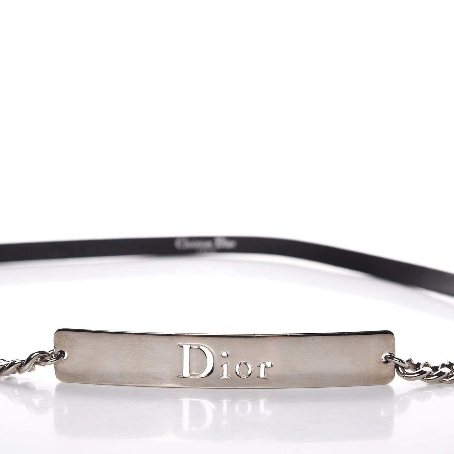 Calfskin Crystal Logo Clasp Belt 85 Black